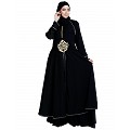 Designer double layered abaya with stone lacework- Black Designer double layered abaya with stone lacework- Black